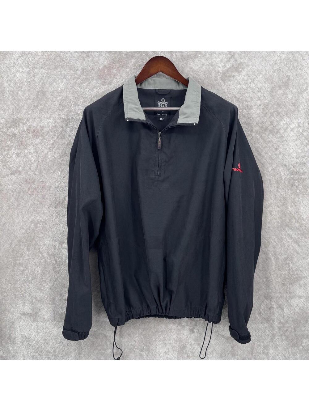Turtleson Windbreaker Jacket Mens XL Black 1/4 Zip Lined Golf Strongwell Casual